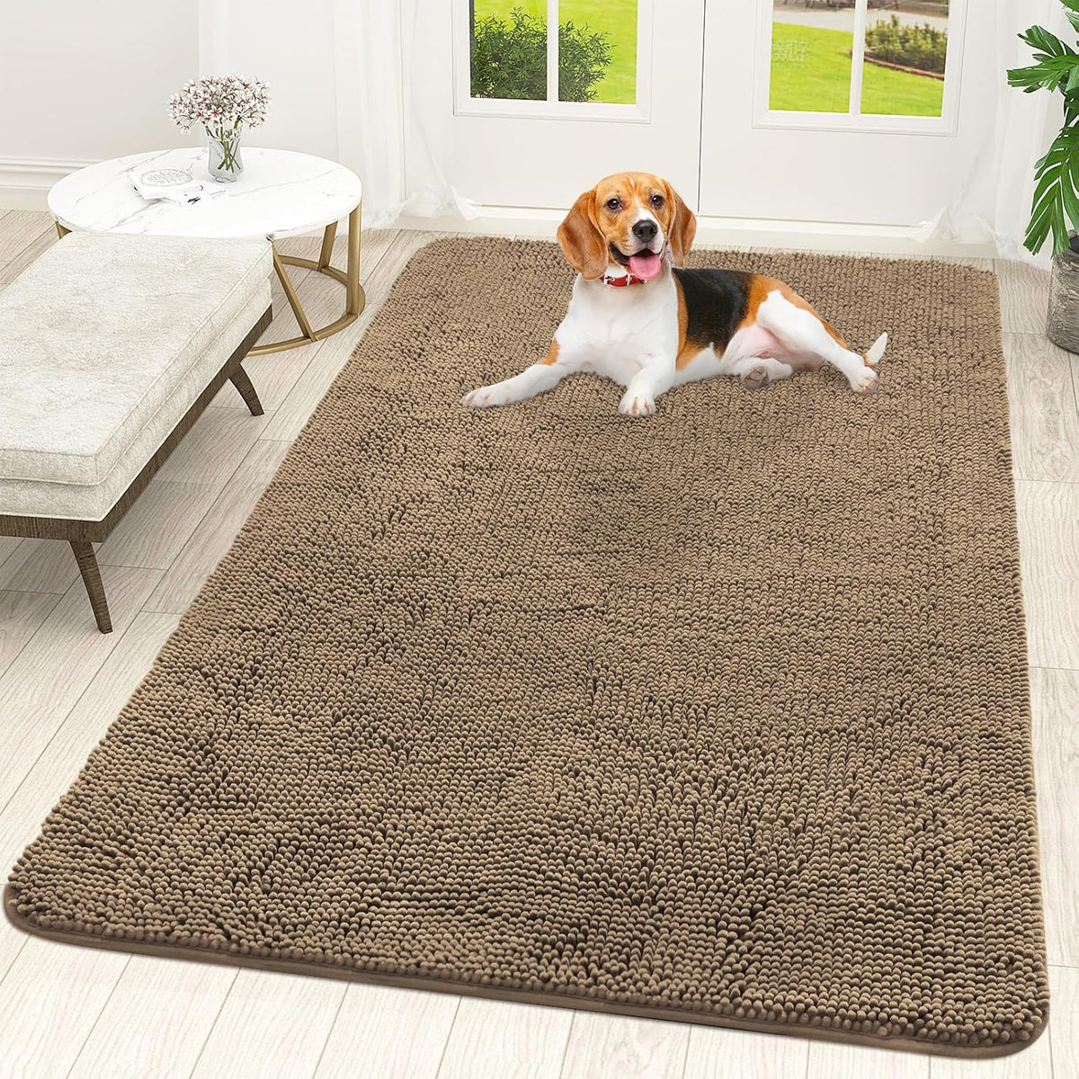 OLANLY Dog Door Mat for Muddy Paws 59x35, Absorbs Moisture and Dirt, Absorbent Non-Slip Washable