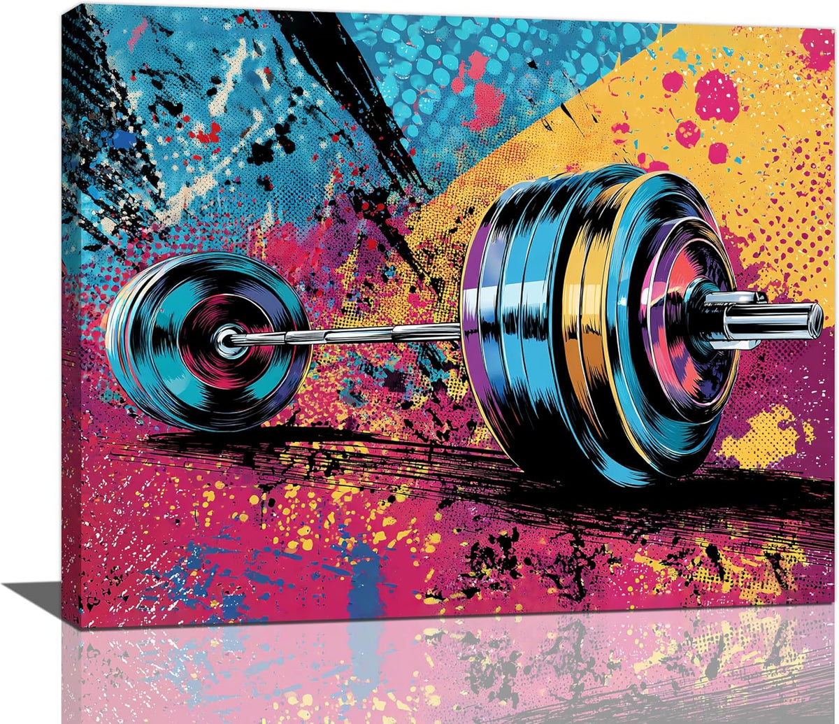 Gym Wall Art Weightlifting Fitness Canvas Wall Decor Barbell Sports Training Pictures Painting