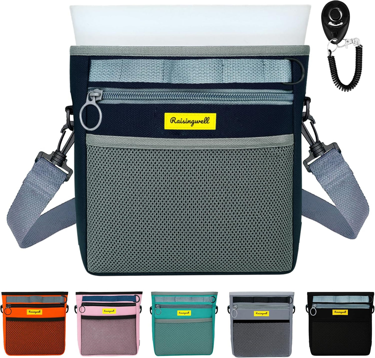 Dog Treat Pouch with Magnetic Closure 4-Cup Silicone Bag Fanny Pack Holder with Clicker 4 Ways to