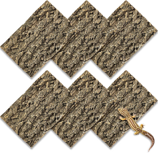 Fhiny 6 PCS Cork Bark Background, 11.6" x 7.7" Natural Cork Bark for Reptiles Bearded Dragon