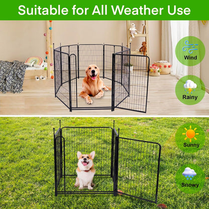 Tall Garden Fence,Wide Gate Low Threshold Fence for Garden, 36in(H) 4 Panels Total 8.9 Ft(L) Animal