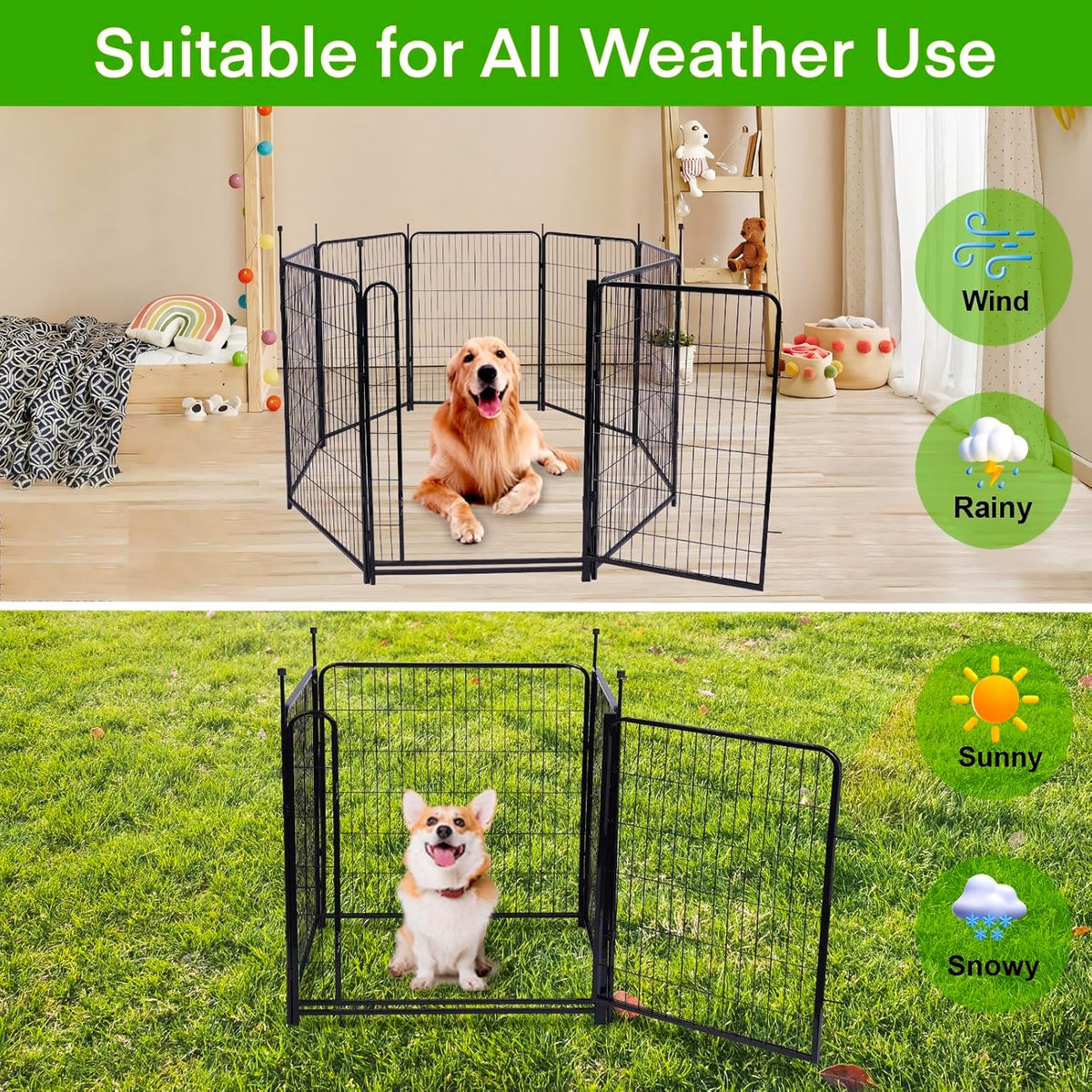 Tall Garden Fence Animal Barrier,Wide Gate Low Threshold Fence Panels, 48in(H) 4 Panels Total 8.9