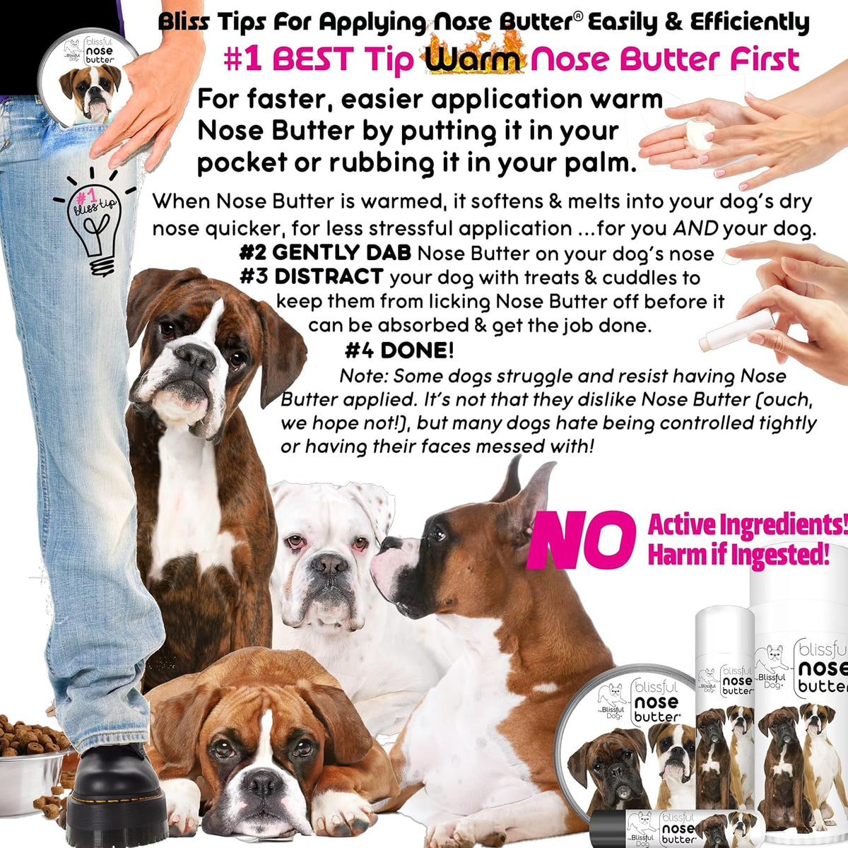 The Blissful Dog Show Boxer Nose Butter for Dry, Cracked Skin, Lick-Safe Dog Nose Balm with