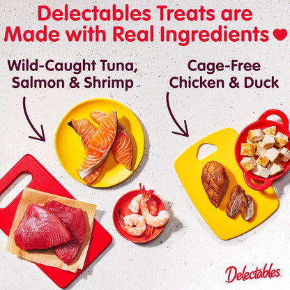Delectables Squeeze Up Catnip Variety Pack, Creamy Squeezable Puree, Lickable Wet Cat Treats, Grain
