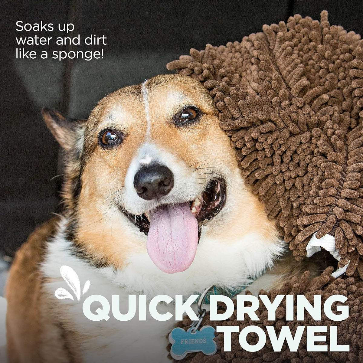 Soggy Doggy Super Shammy Dog Towel - Microfiber Chenille Towel for Drying Dogs and Cleaning Paws