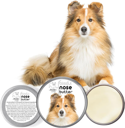 The Blissful Dog Shetland Sheepdog Nose Butter for Dry, Cracked Skin, Lick-Safe Dog Nose Balm with