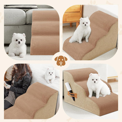 Romrol Dog Stairs Ramp for Beds Couches, Extra Wide Pet Steps with Durable Non-Slip Waterproof