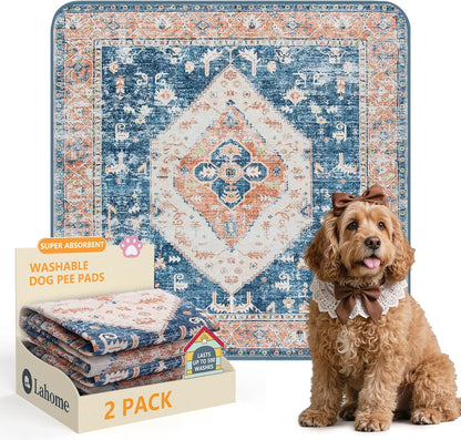 Lahome Super Absorbent & Leakproof Washable Dog Pee Pads - 2 Pack Value Set - Waterproof, Non-Slip