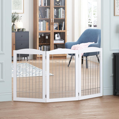 Spirich Freestanding Wire Pet Gate for Dogs, Tall Dog Gate for The Houes, Doorway, Stairs, Pet