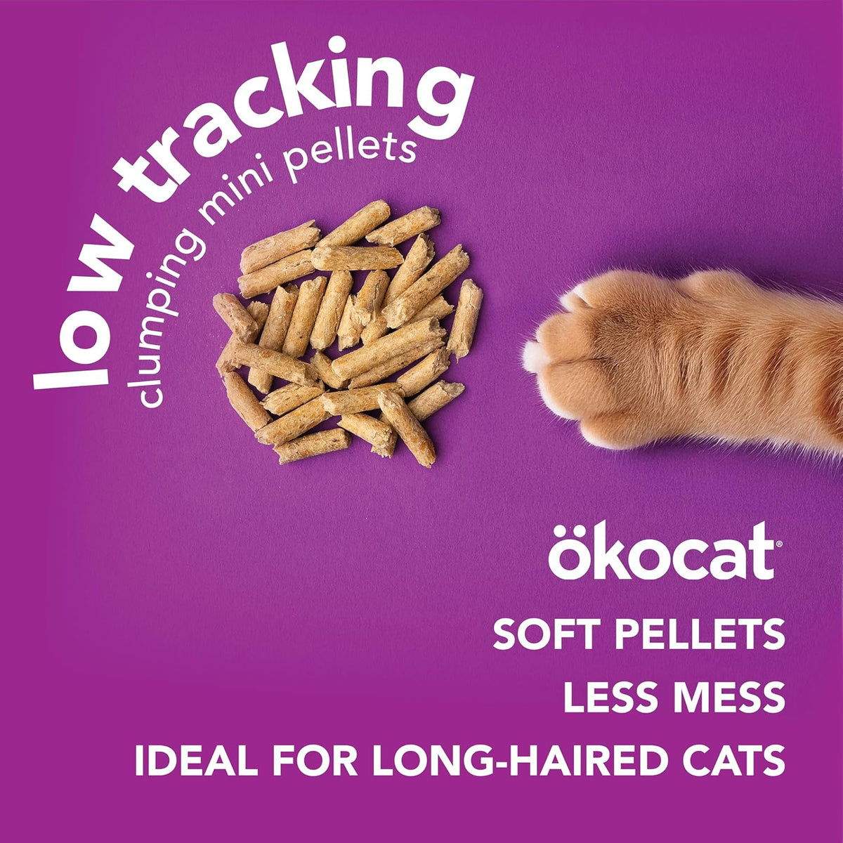 ökocat Less Mess Low Tracking Wood Clumping Cat Litter Mini- Pellets, Unscented, 21.5 pounds