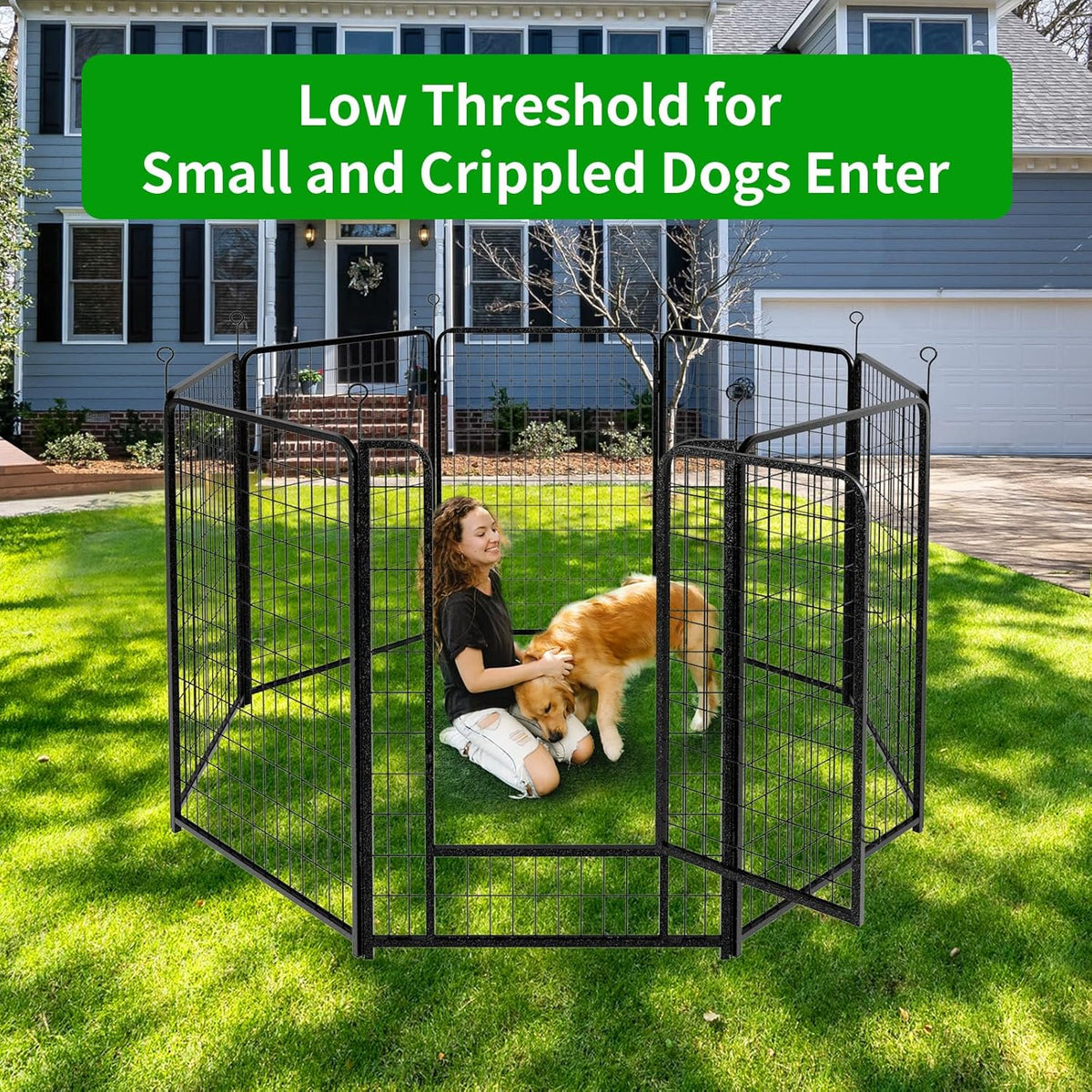 Dog Playpen Outdoor Extra Wide 8 Panels Heavy Duty Dog Fence 50" Height Anti-Rust with Doors