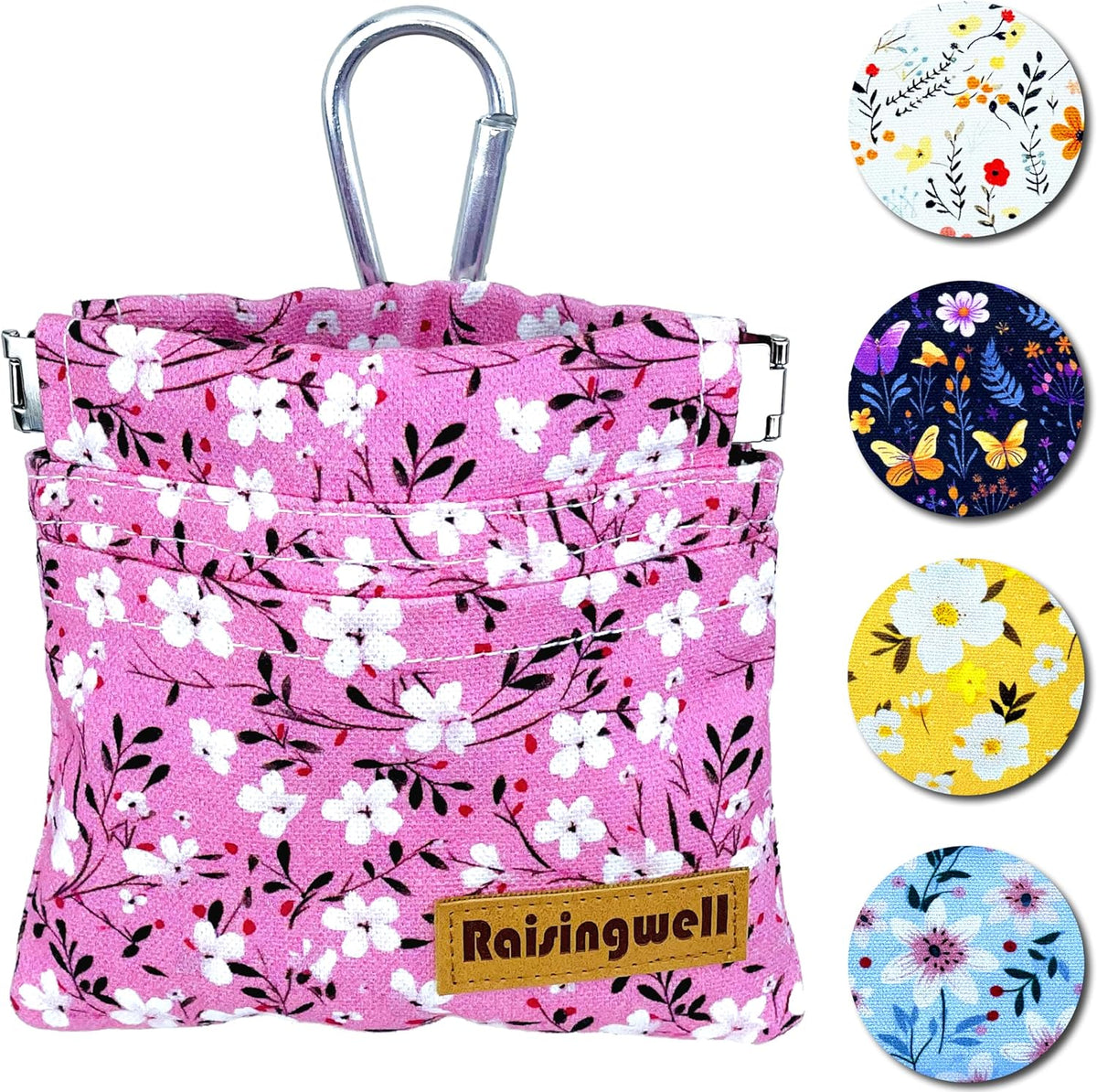 Dog Treat Pouch, Small Cotton Pocket Sized Training Holder, Hand Free Walking Fanny Bag with
