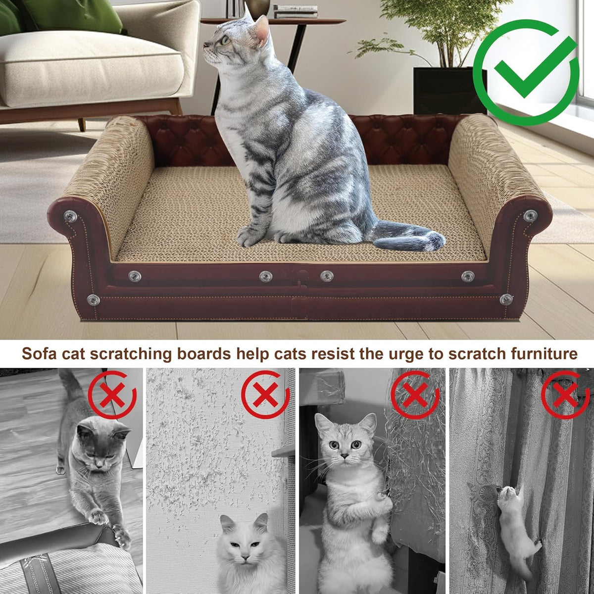 Scratching Sofa, Couch Shaped Thick Scratching Cardboard, Lounge Bed for Indoor Rest&Play, Sofa
