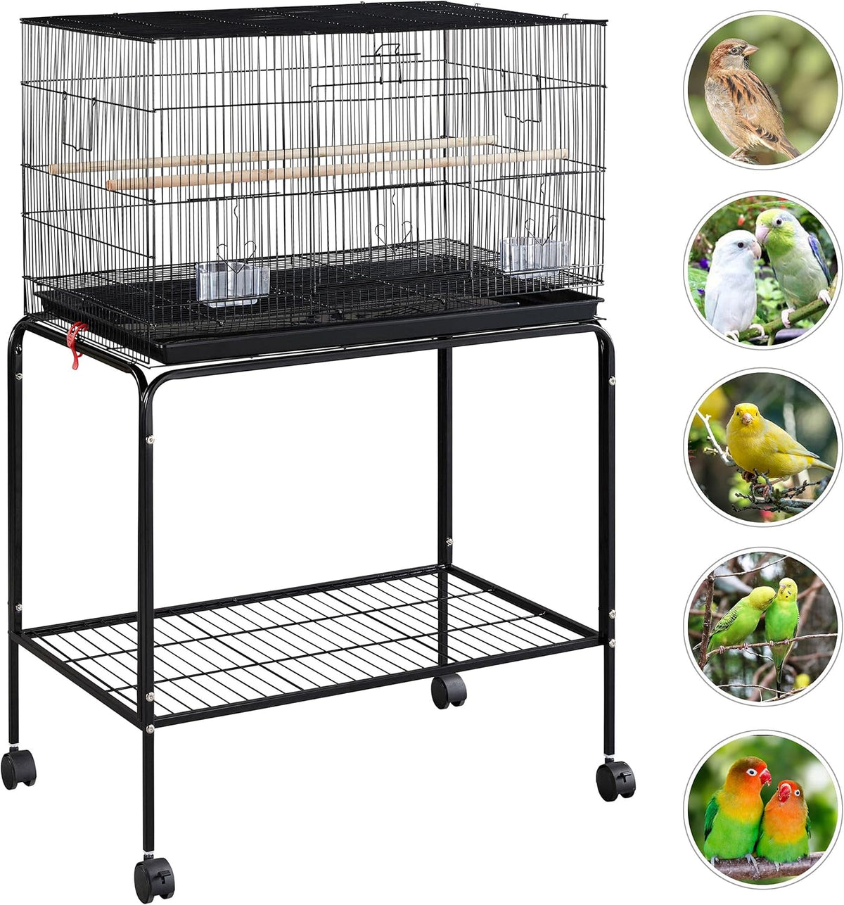 Yaheetech 47-inch Rolling Breeding Flight Bird Cages for Parakeets Budgies Finches Cockatiels