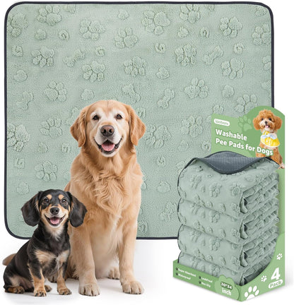 LOOBANI Washable Pee Pads for Dogs: 4 Pack Super Absorbent Reusable Puppy Pads, Leakproof and