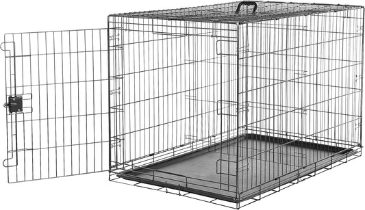 Amazon Basics Durable, Foldable Metal Wire Dog Crate with Tray, Single Door, 48 x 30 x 32.5 in
