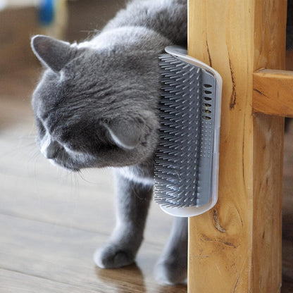 Cat Self Groomer, Extended (6.1"), 2 Pack, Pink, Wall Corner Self Grooming Brush for Indoor Cats