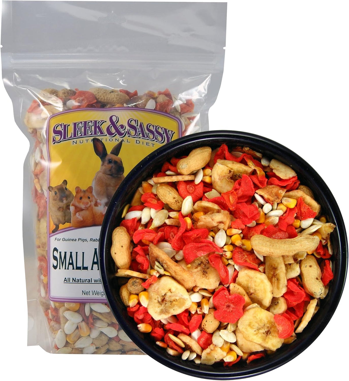 SLEEK & SASSY All Natural Small Animal Treat for Guinea Pigs, Rabbits, Hamsters, Gerbils, Rats &