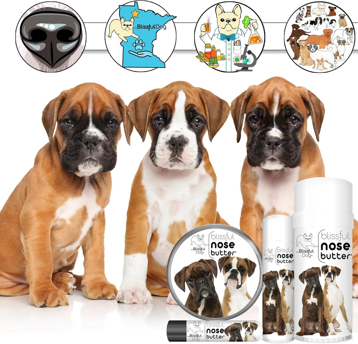 The Blissful Dog Boxer Duo Unscented Nose Butter, 2-Ounce