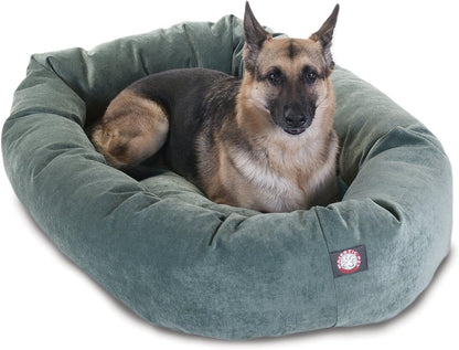 Majestic Pet 52 Inch Micro Velvet Calming Dog Bed Washable 52x35x11 (inch) – Cozy Soft Round Donut