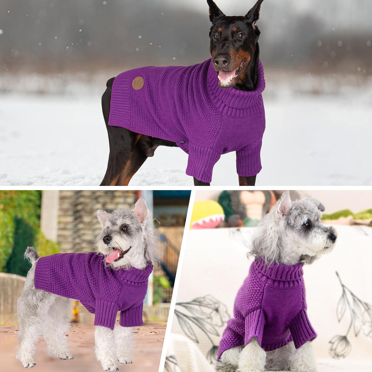cyeollo Dog Sweater Pullover Turtleneck for Large Dogs, Classic Knitwear Fall Winter Cold Weather