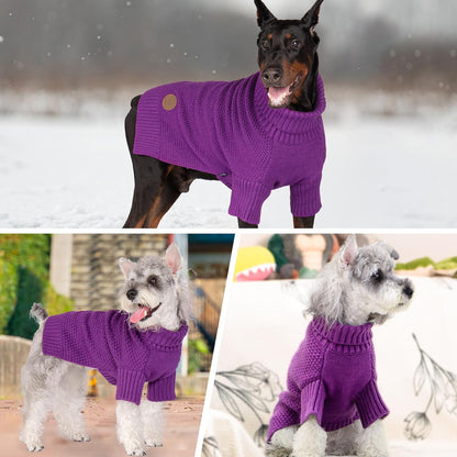 cyeollo Dog Sweater Pullover Turtleneck for Dogs, Classic Knitwear Fall Winter Cold Weather Dog