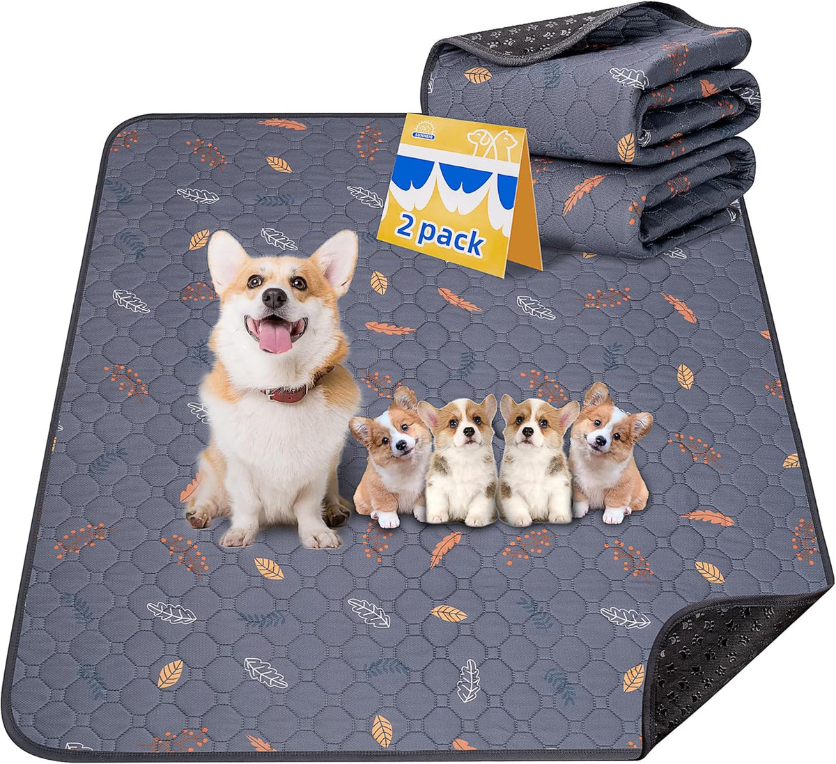 Sunheir 2-Pack Extra Large Reusable Dog Mat for Floor, Waterproof Dog Playpen, Super Absorbent