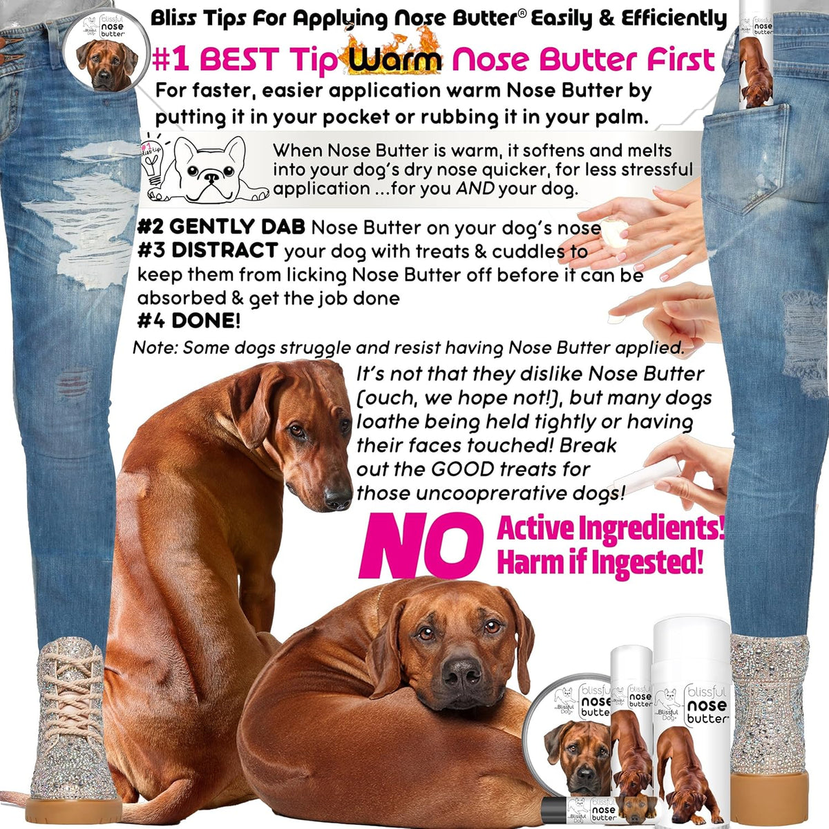 The Blissful Dog Rhodesian Ridgeback Nose Butter for Dry, Cracked Skin, Lick-Safe Dog Nose Balm