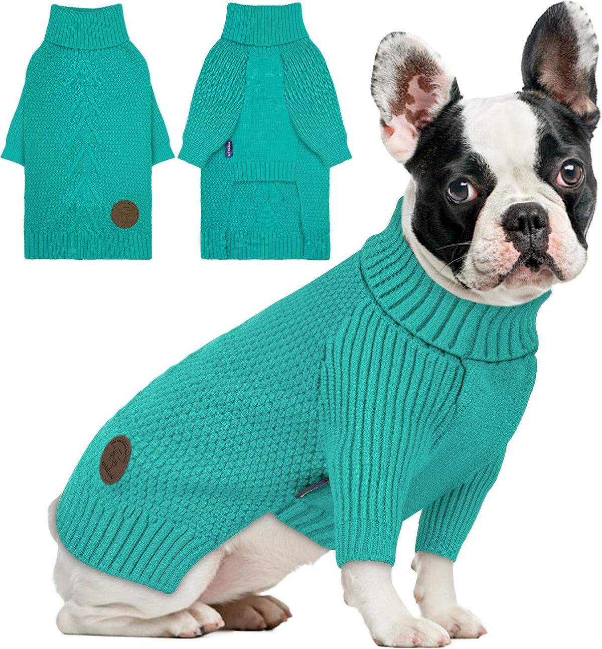 cyeollo Stretchy Fleece Dog Sweater, Knit Sweaters for Small Dogs Girl Warm Turtleneck Doggy