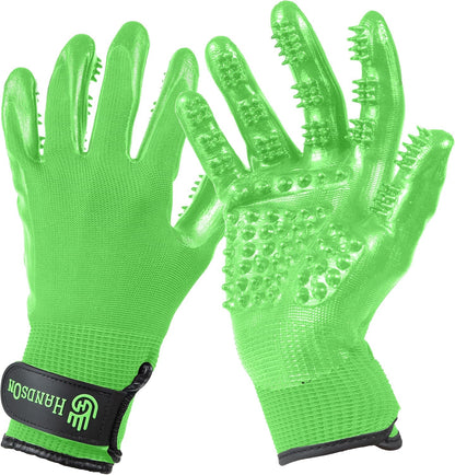 H HANDSON Pet Grooming Gloves - Patented #1 Ranked, Award Winning Shedding, Bathing, & Hair Remover