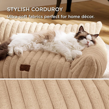 Bedsure Cute Cat Couch for Pets - Fluffy Cat Sofa with Premium Soft Corduroy Fleece, Fuzzy Pet