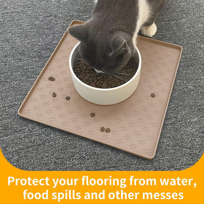 Ptlom Dog Food Mat Anti-Slip Bowl Mats for Food and Water, Waterproof Silicone Pet Placemat with