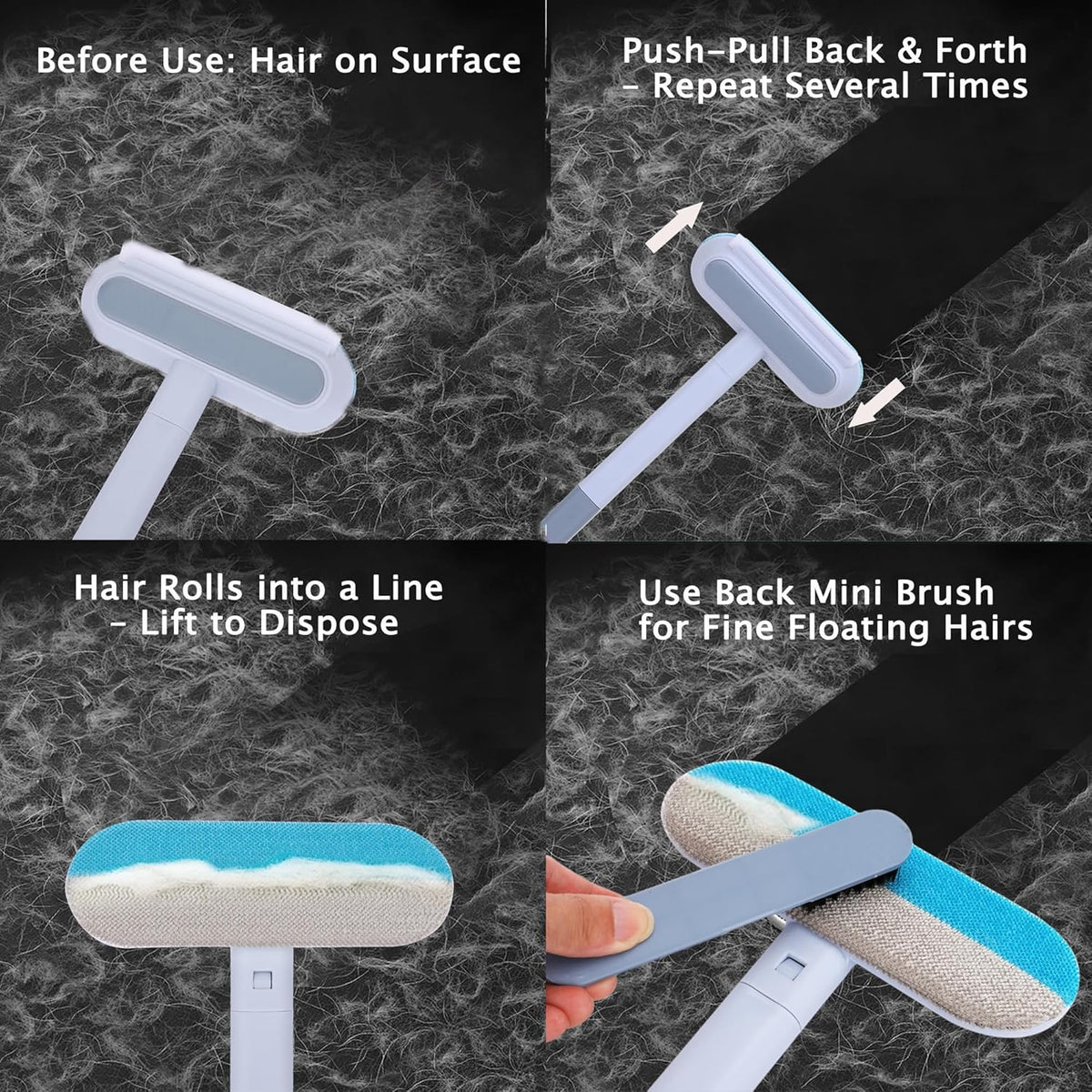 Pet Hair Remover for Furniture, Reusable, Effective Lint Brush for Dog and Cat Hair - 17.3Inch