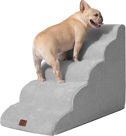 EHEYCIGA Curved Dog Stairs Ramp for High Beds 22.6" H, 5-Step Dog Steps for Small Dogs and Cats