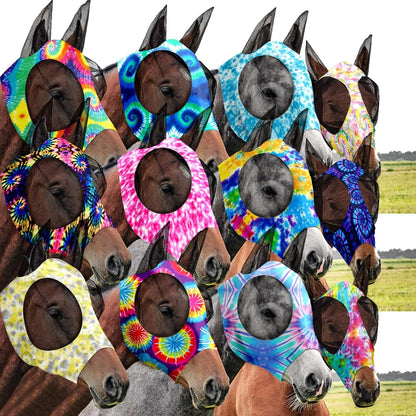 Qualirey12 Pieces Horse Fly Mask Bulk Comfortable Elasticity Mask for Horses with Ears Net UV