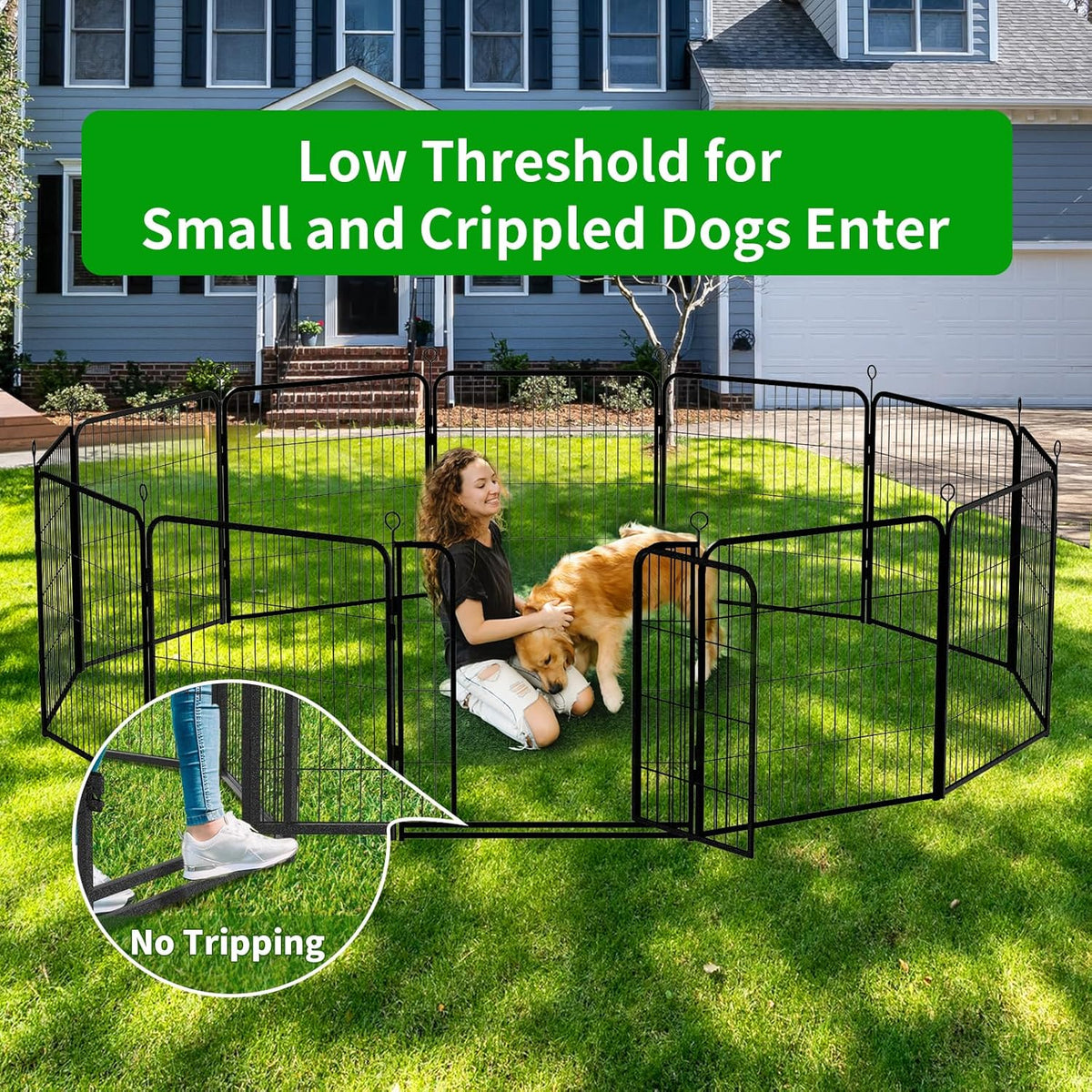 Dog Playpen Outdoor Extra Wide 32 Panels Heavy Duty Dog Fence 47" Height Anti-Rust with Doors