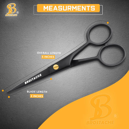 5” Professional Beard and Mustache Scissors, German Steel Beard Scissors Come with Mustache Comb