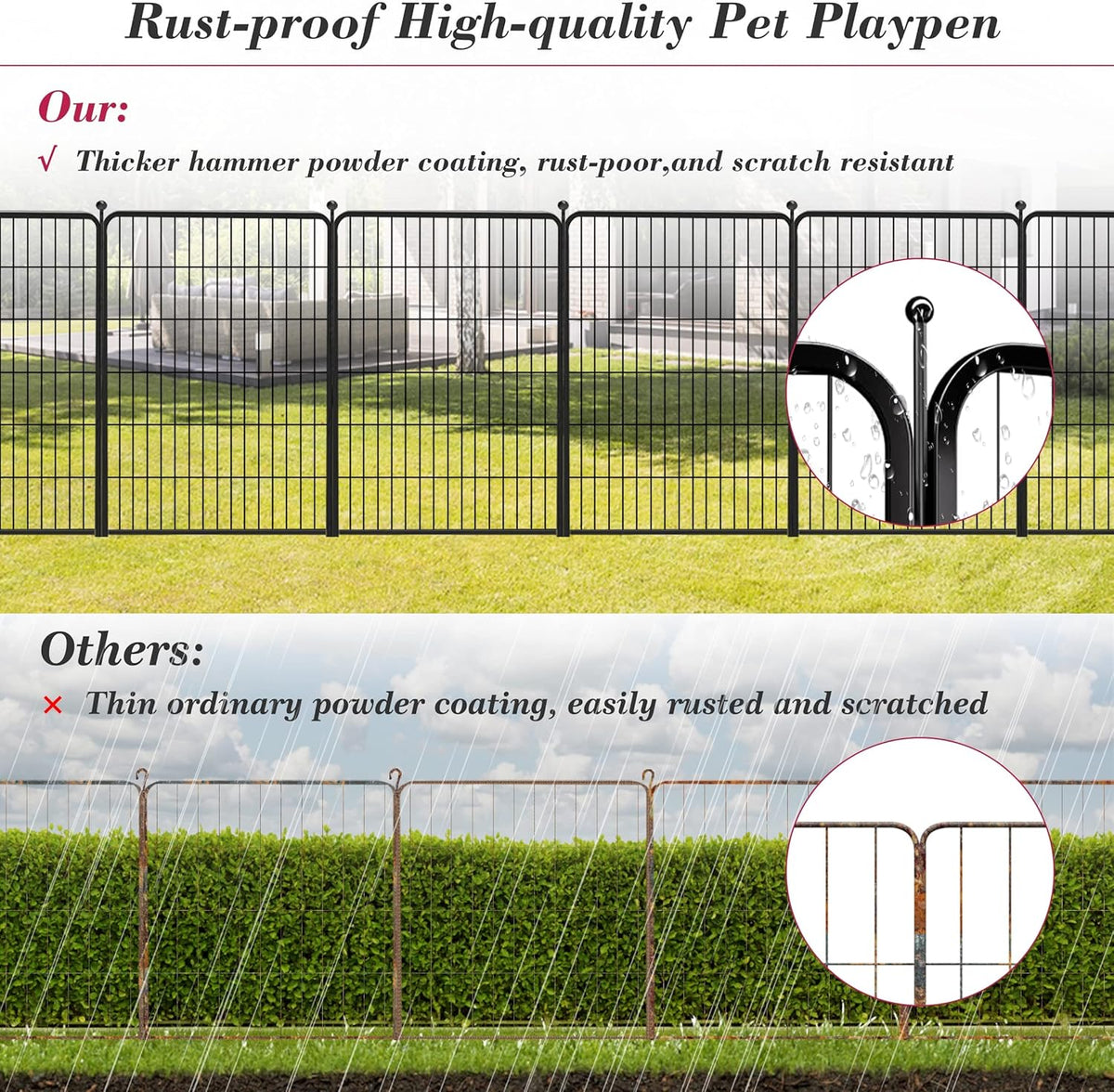 Dog Playpen 40 inch 10 Panels Indoor Dog Pen for Large/Medium/Small Dogs Heavy Duty Metal Dog Fence