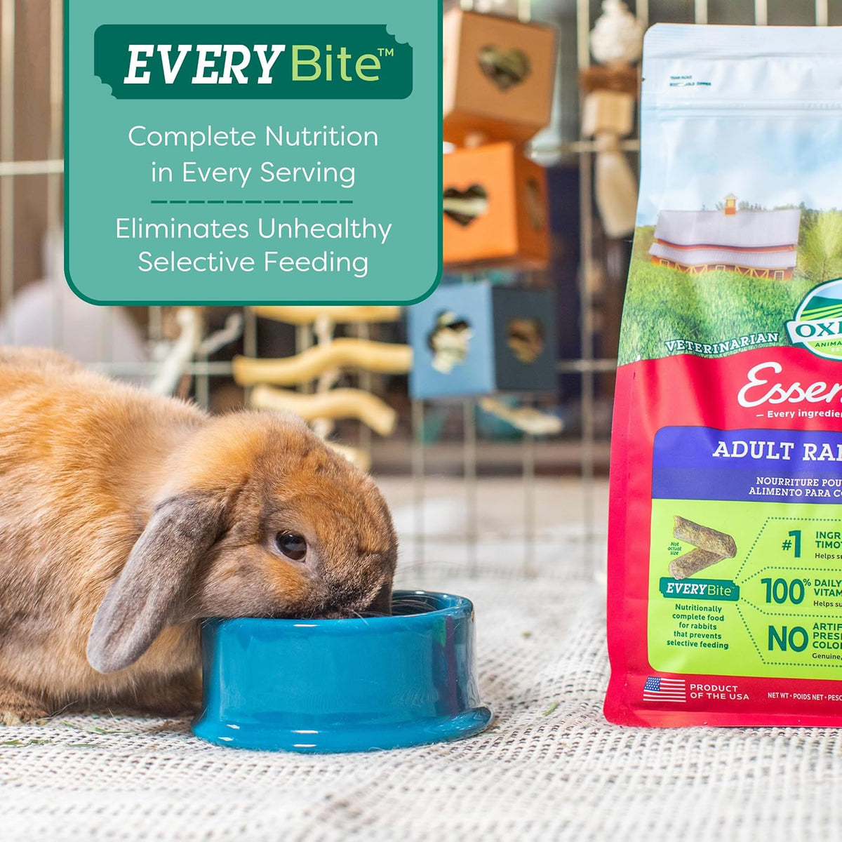 Oxbow Essentials Rabbit Food, Adult Rabbit, Made with Oxbow Timothy Hay, Pet Pellets with Vitamins
