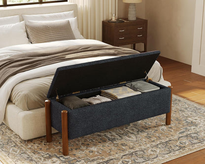 Storage Ottoman Bench, End of Bed Bench for Bedroom, 47" Boucle Upholstered Entryway Shoe Seat