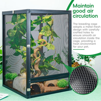 33 Gal Detachable and Foldable Reptile Butterfly Cage Terrarium, 360° Observation, Airflow