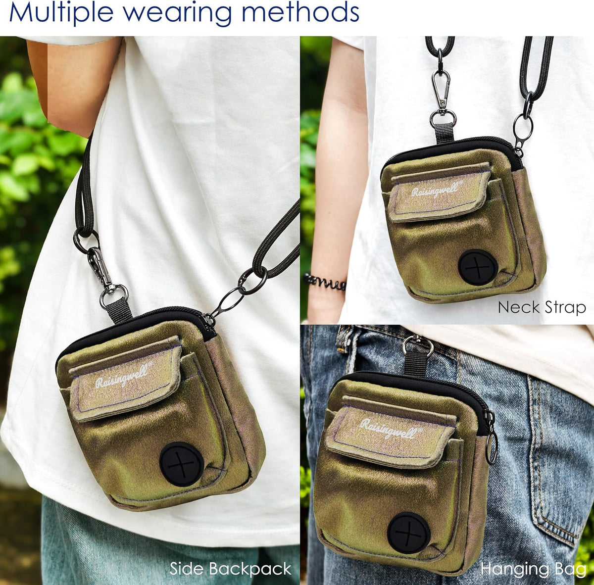 Dog Treat Pouch for Pet Walking and Training with Clicker Poop Bags and Double Bag Design Small