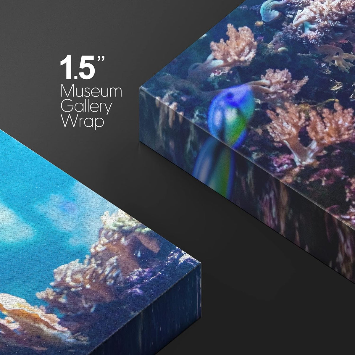 wall26 Canvas Print Wall Art Vibrant Blue Pink Coral Reef Blue Hippo Tang Nature Animals