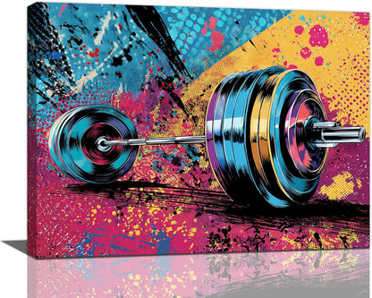 Gym Wall Art Weightlifting Fitness Canvas Wall Decor Barbell Sports Training Pictures Painting