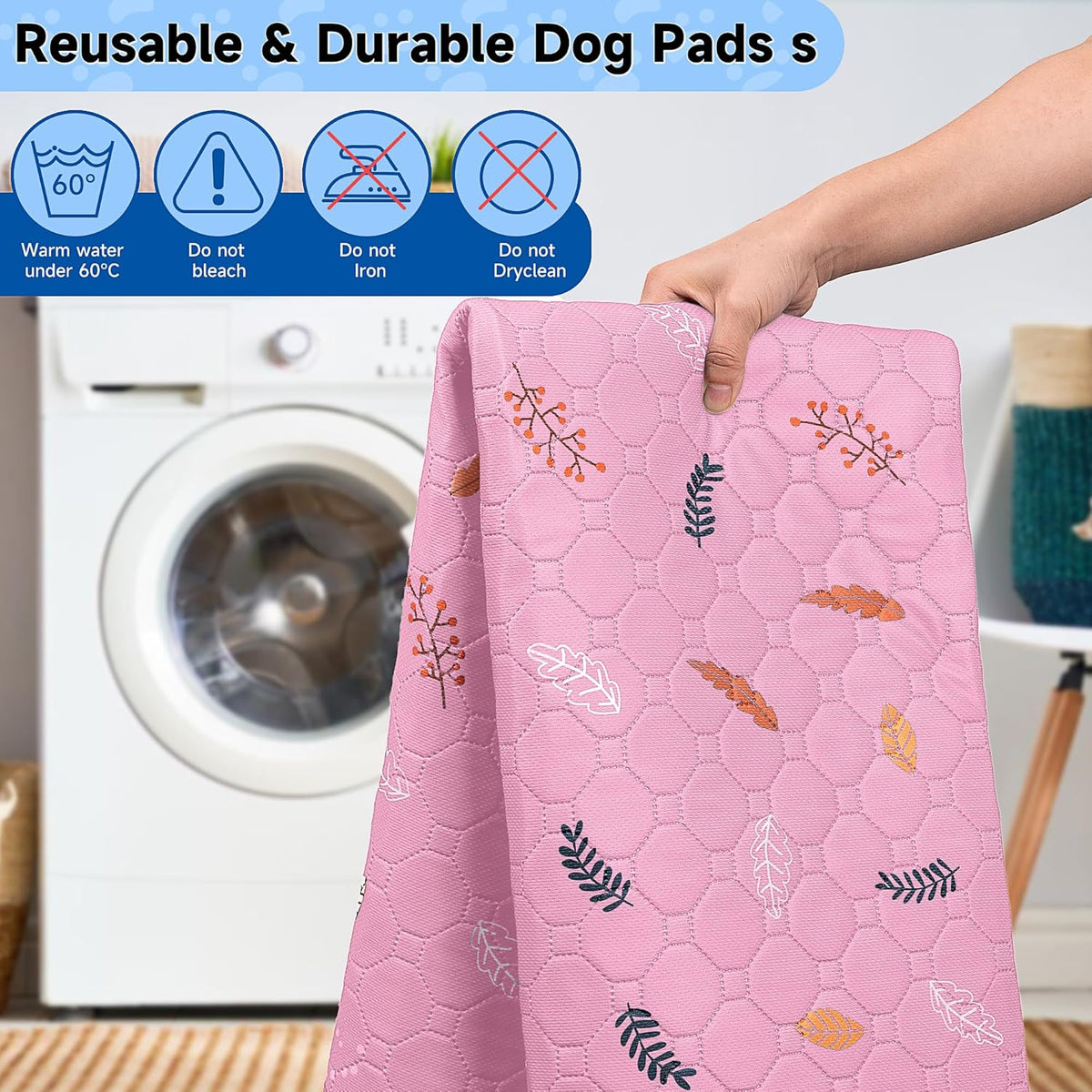 Sunheir Washable Pee Pads for Dogs 2-Pack Reusable Puppy Pads Pet Training Pads, Waterproof Dog Pee
