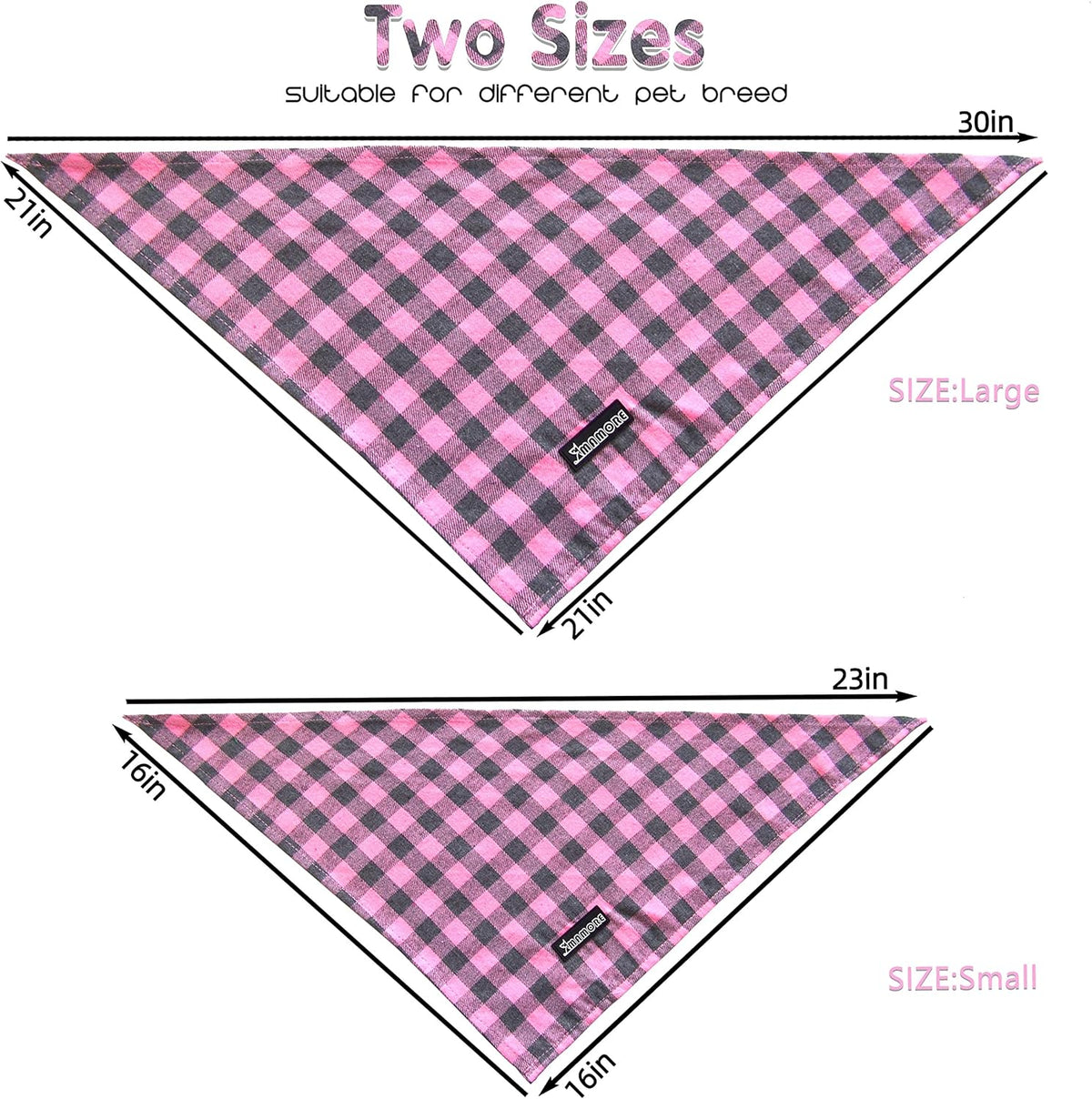 Adjustable Plaid Dog Bandanas,1PC Soft Washable Cotton Triangle Bib Kerchief Scarfs for Small