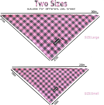 Adjustable Plaid Dog Bandanas,1PC Soft Washable Cotton Triangle Bib Kerchief Scarfs for Small