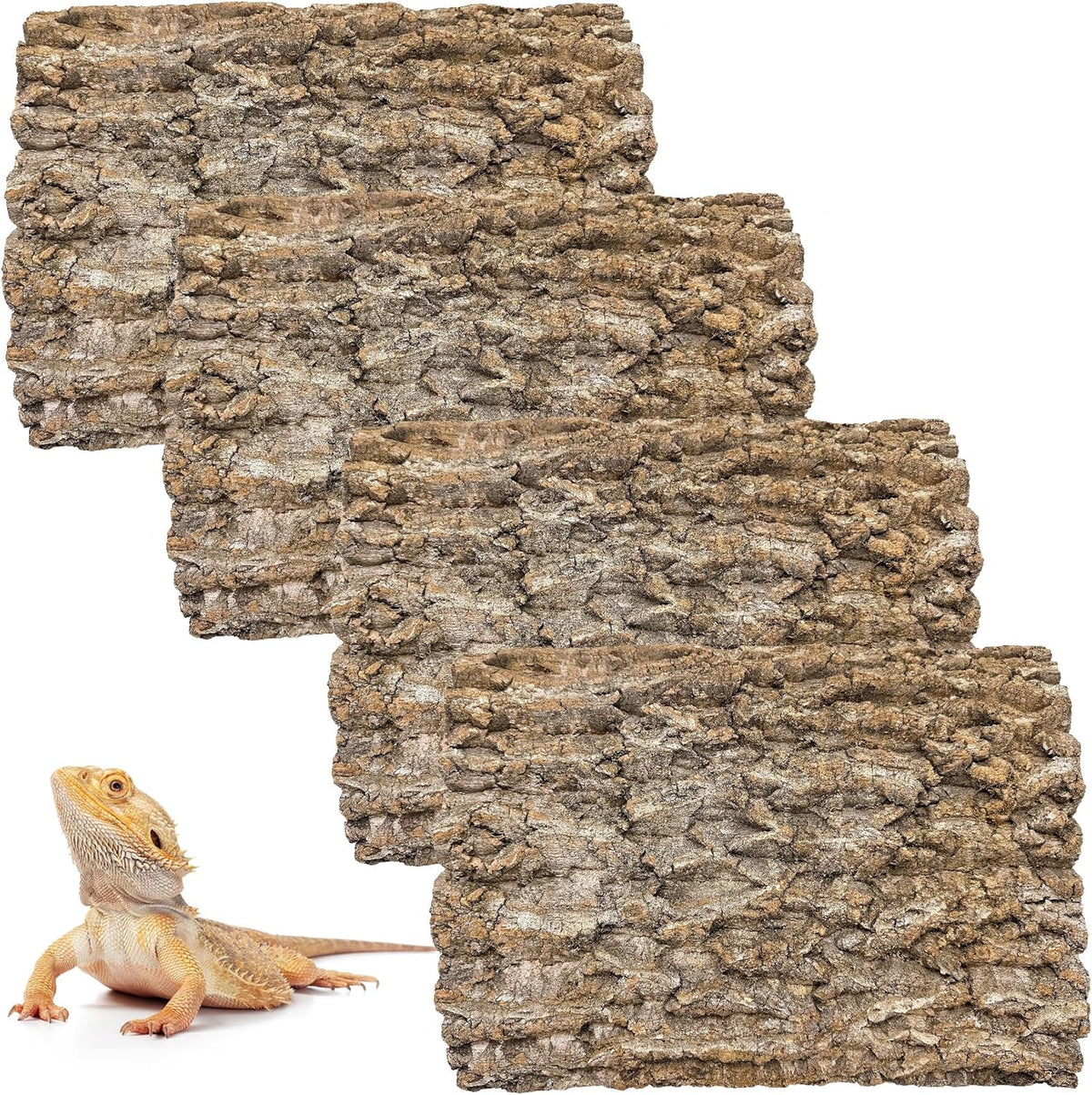 4PCS Cork Terrarium Background 15.7x11.8in Natural Cork Large Bark Climbing Mat Habitat Decoration
