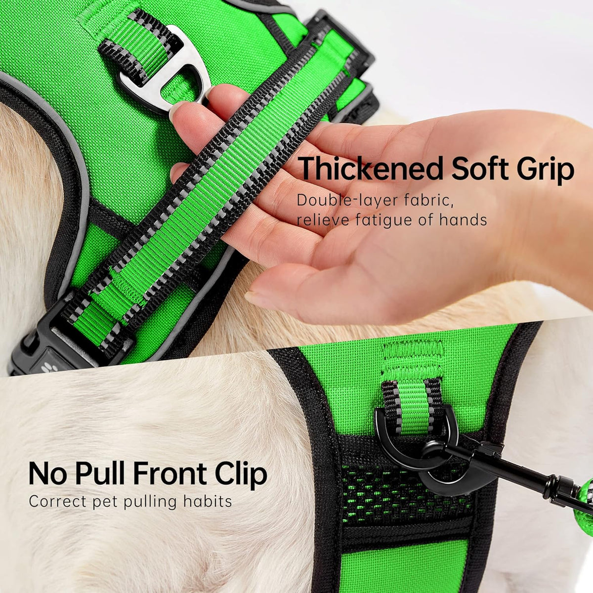 NESTROAD No Pull Dog Harness,Adjustable Oxford Dog Vest Harness with Leash,Reflective No-Choke Pet