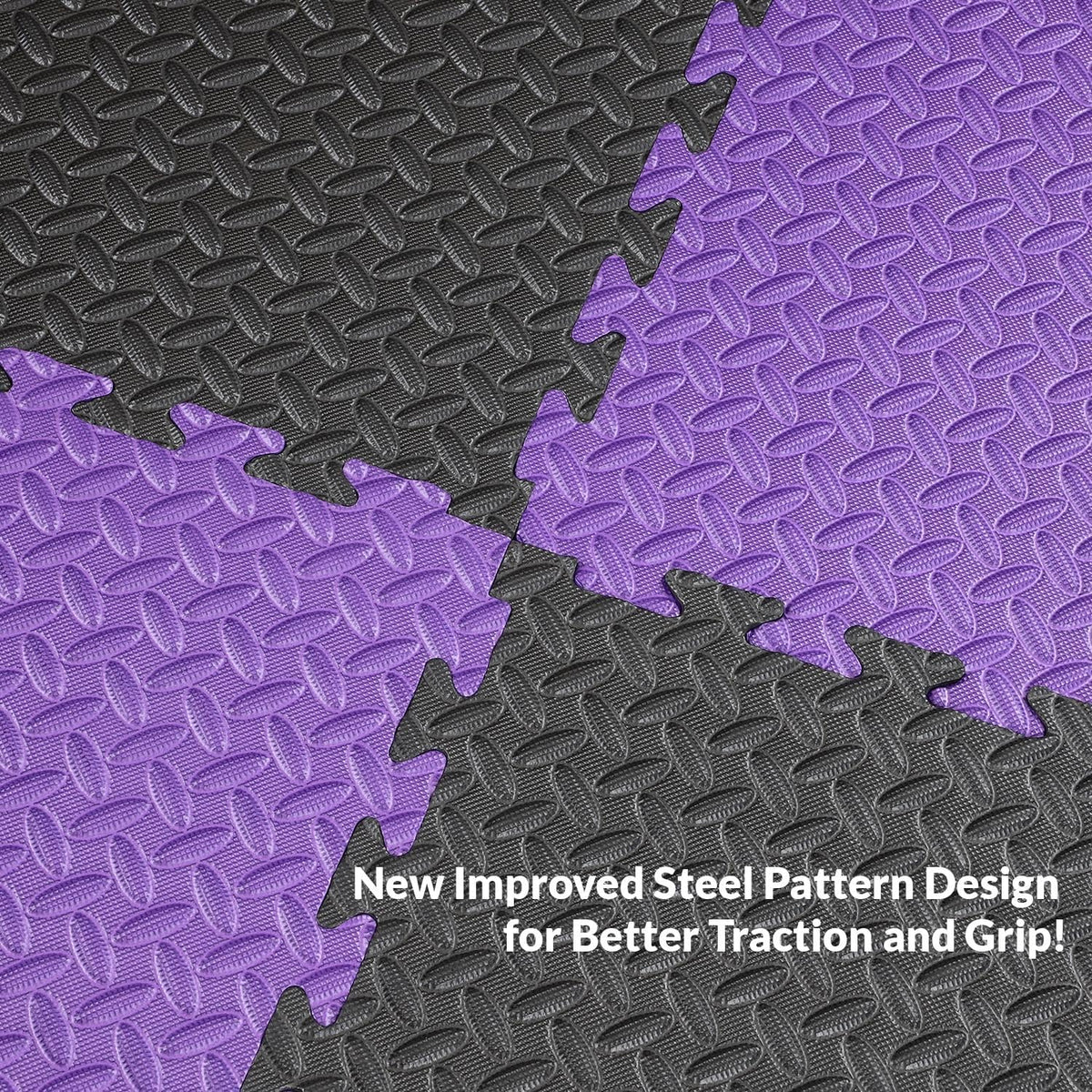 Xspec 1" Extra Thick 48 sq ft Reversible EVA Gym Foam Floor Mat Tiles (24" x 24"), Steel Pattern